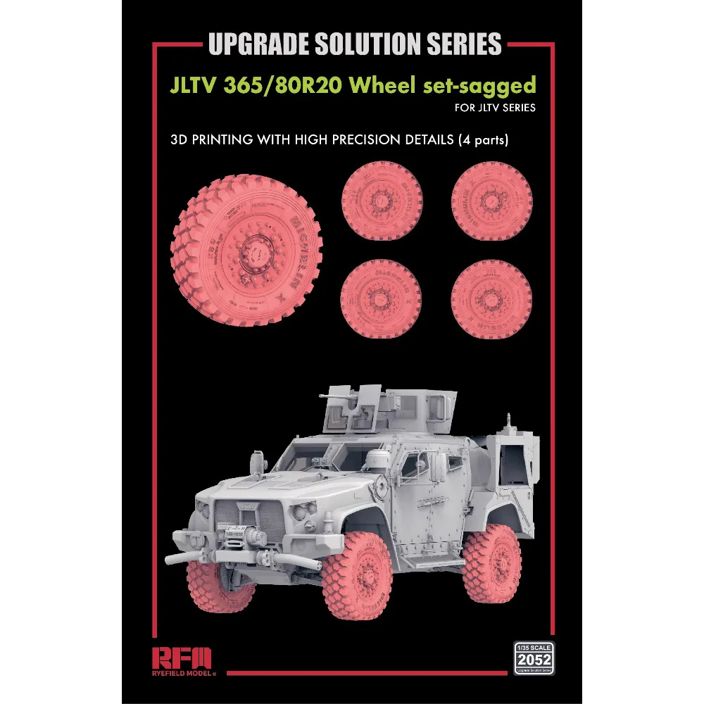 

RYEFIELD JLTV Joint Light Tactical Vehicle RM-5090 1/35 & RM-2051 Upgrade Parts & RM-2052 3D Print 365/80R20 Wheel set-sagged