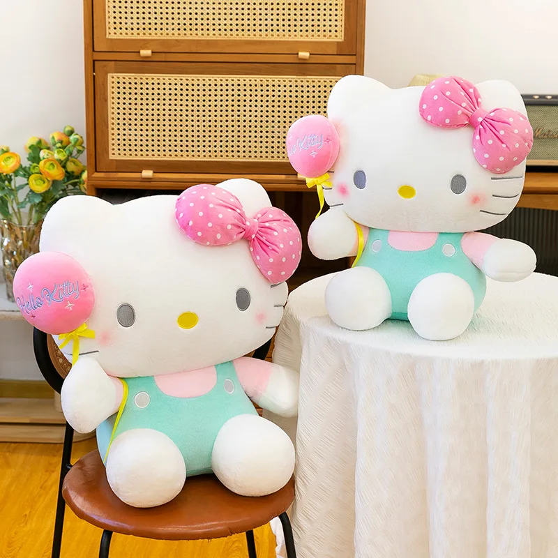لعبة بالون هالو كيتي من القطيفة، دمية كيتي ناعمة لطيفة للأطفال، هدية عيد الميلاد وعيد الميلاد، هدية محشوة على شكل حيوان كاواي KT Cat Plushie