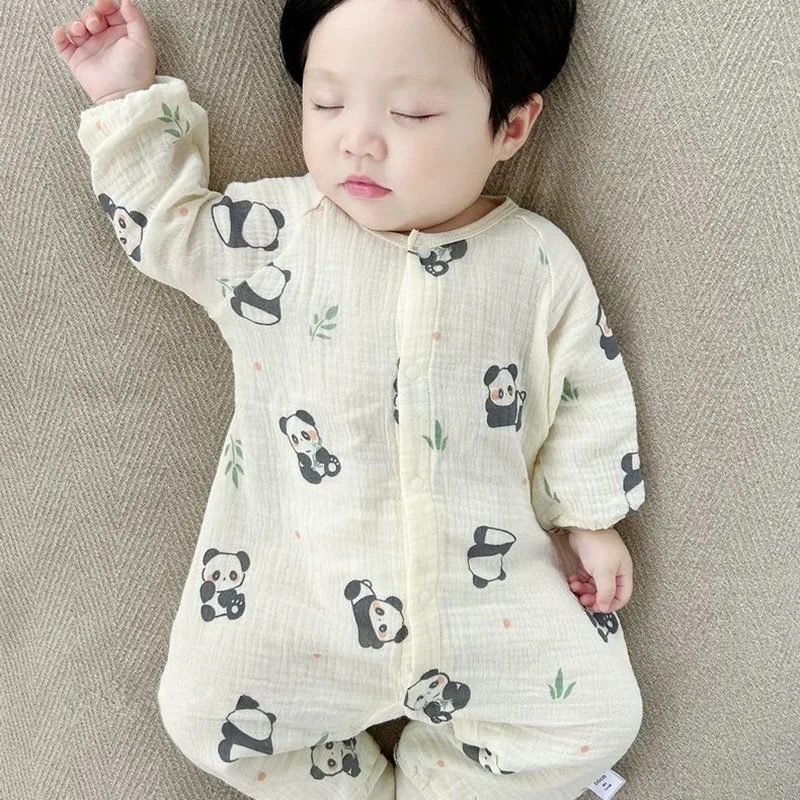 Baby Girls Boys Clothes Newborn Jumpsuit Muslin Cotton Long Sleeve Romper Infant Autumn Spring Clothes 0-2T