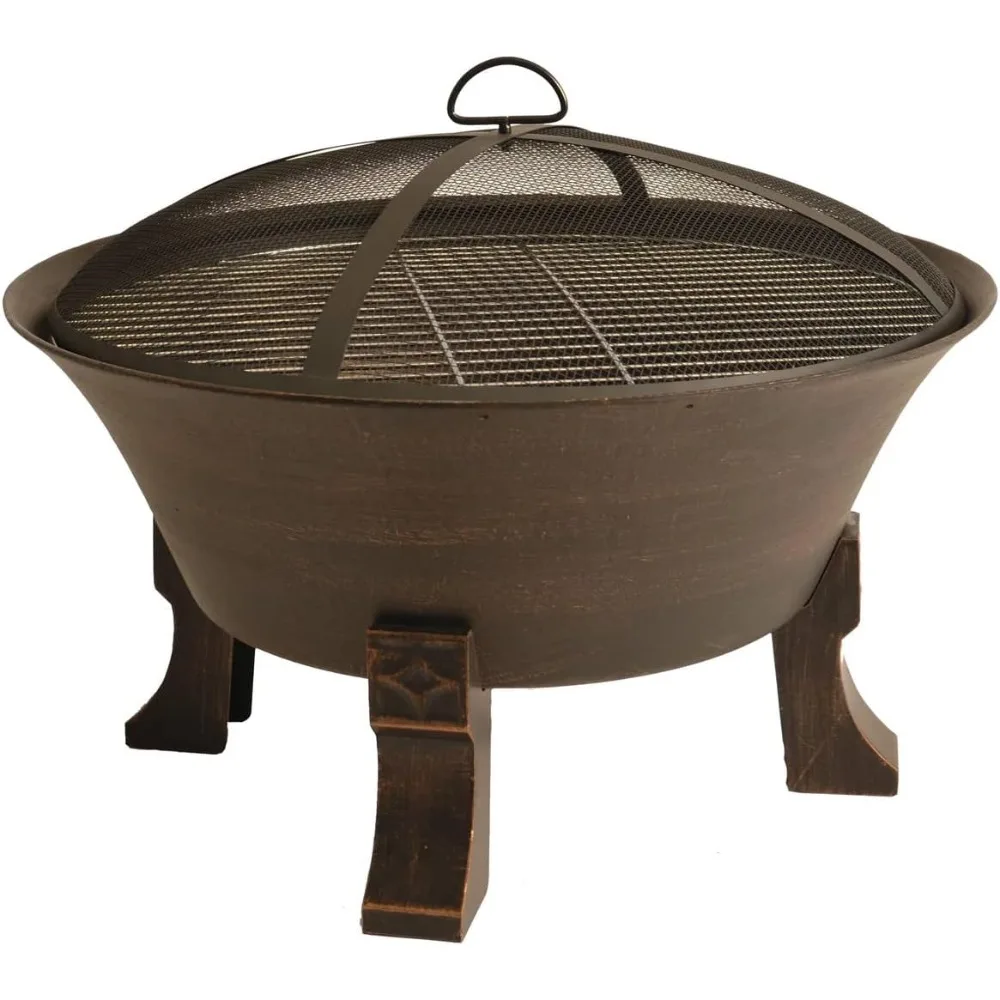 

Fire Pits, Wood Burning, Includes Cooking Grid, Weather Cover, Spark Screen, and Poker 26-Inch, Fire Pits
