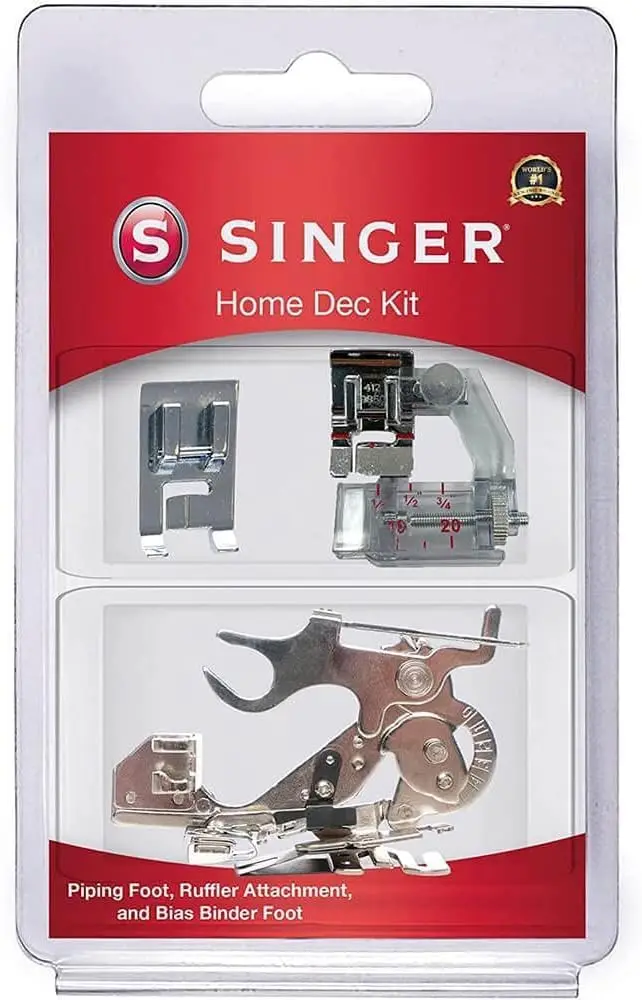 

Sewing Presser Foot Kit with Piping, Bias Binder & Ruffler for Tailored Finishes and Pleating