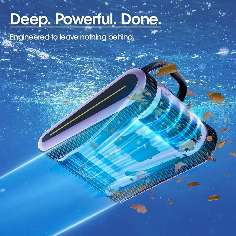 หุ่นยนต์ทําความสะอาดสระว่ายน้ําไร้สาย, เครื่องดูดฝุ่นสระว่ายน้ํา มอเตอร์ไร้แปรงถ่าน 180W, การดูด 45000Pa, การปีนผนังและเส้นน้ํา, การทําแผนที่อัตโนมัติ