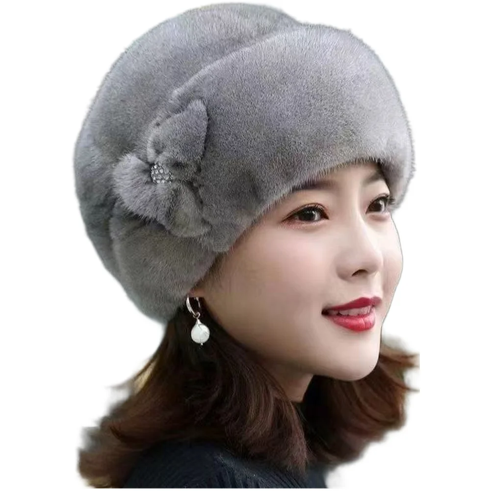 Faux Mink Fleece For beret Hat for Women Warm Insulated Dome Cap Featuring Quilted Cotton Inner Layer and Soft Texture
