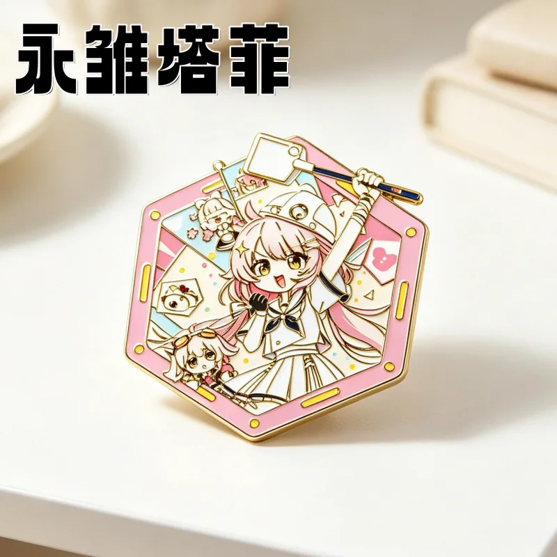 Ace Taffy Hexagon Enamel Pin Badge Fan Made VTuber Anime Streamer Merch Collectible Brooch Gift