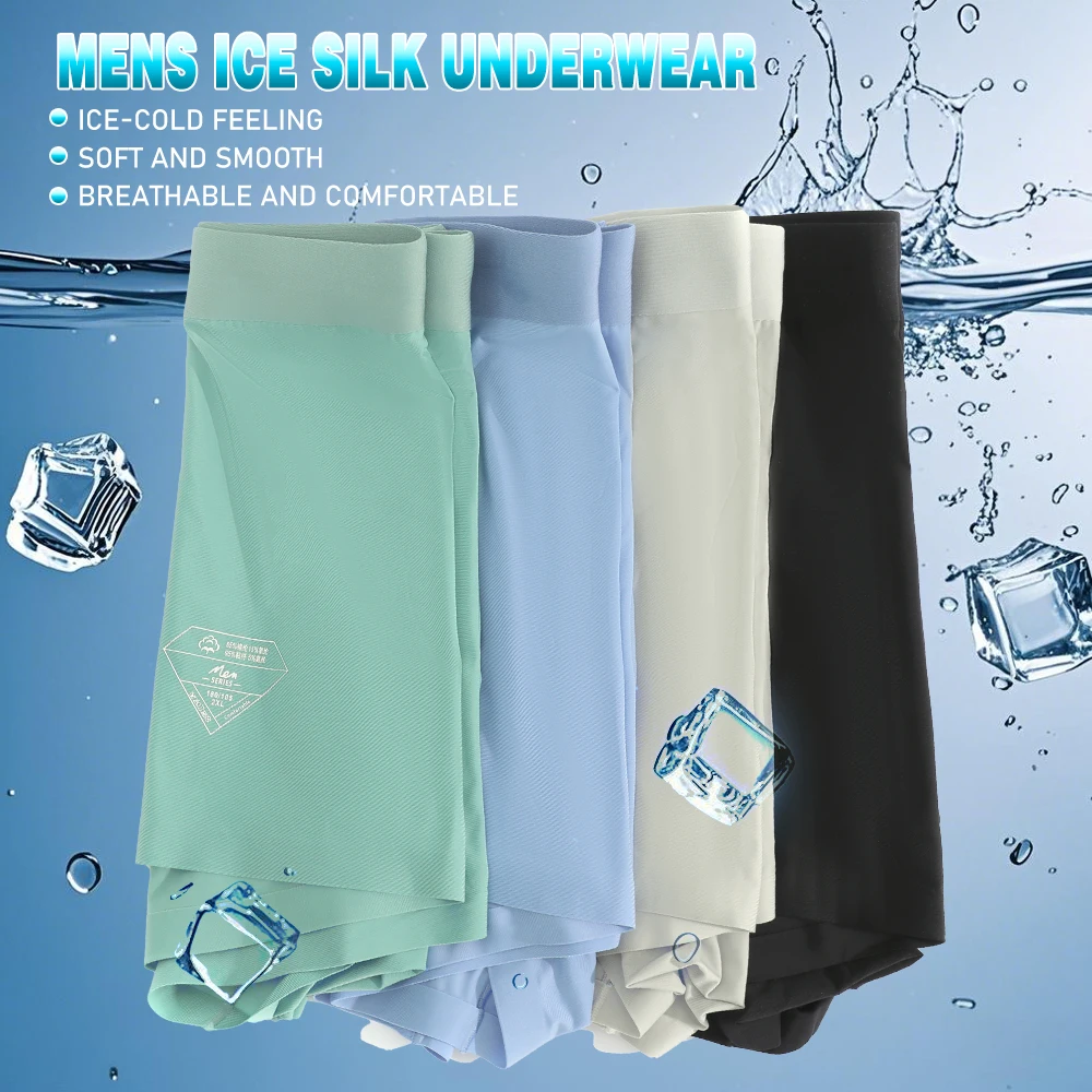 Men's Ice Silk Underwear for Foreskin Comfort Breathable Anti Chafing Boxers Moisture Wicking  Design for Sensitive Skin