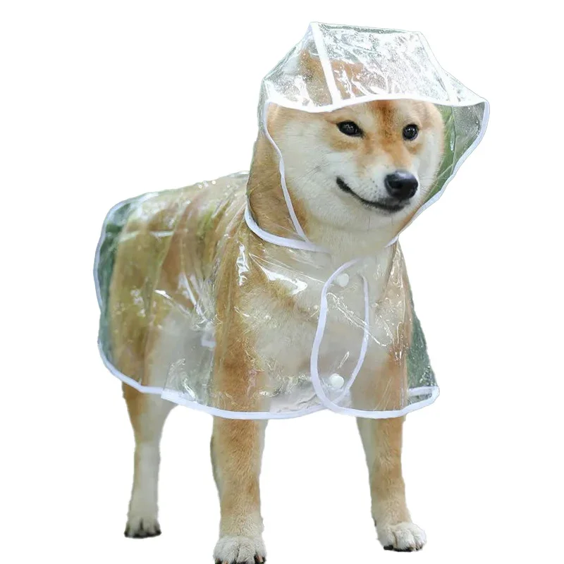 Pet Dog Puppy Transparent Rainwear Raincoat Pet Hooded Waterproof Jacket Clothes Soft PVC Small Dogs Raincoat Puppy Rain Poncho