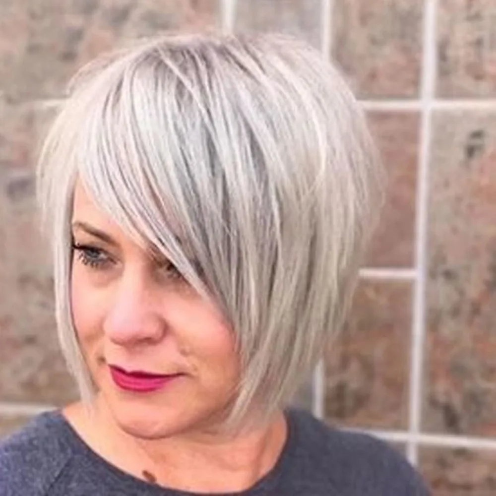 

Новый светло-серый короткий прямой синтетический парик для женщин - термостойкое волокно для ежедневного использования, естественный вид, парик Боб