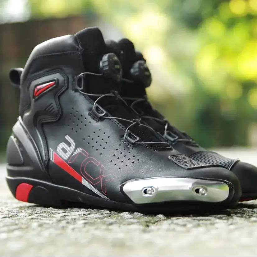 

ARCX L60746 Stunt Motorcycle Boots with Stainless Steel Slider - Anti-Slip Flex Design for All Seasons Riding Boots for Men