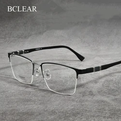 BCLEAR Pure Titanium Glasses Frame Men Women Square Myopia Prescription Eyeglasses Frames Half Rim Optical Male Korean Eyewear