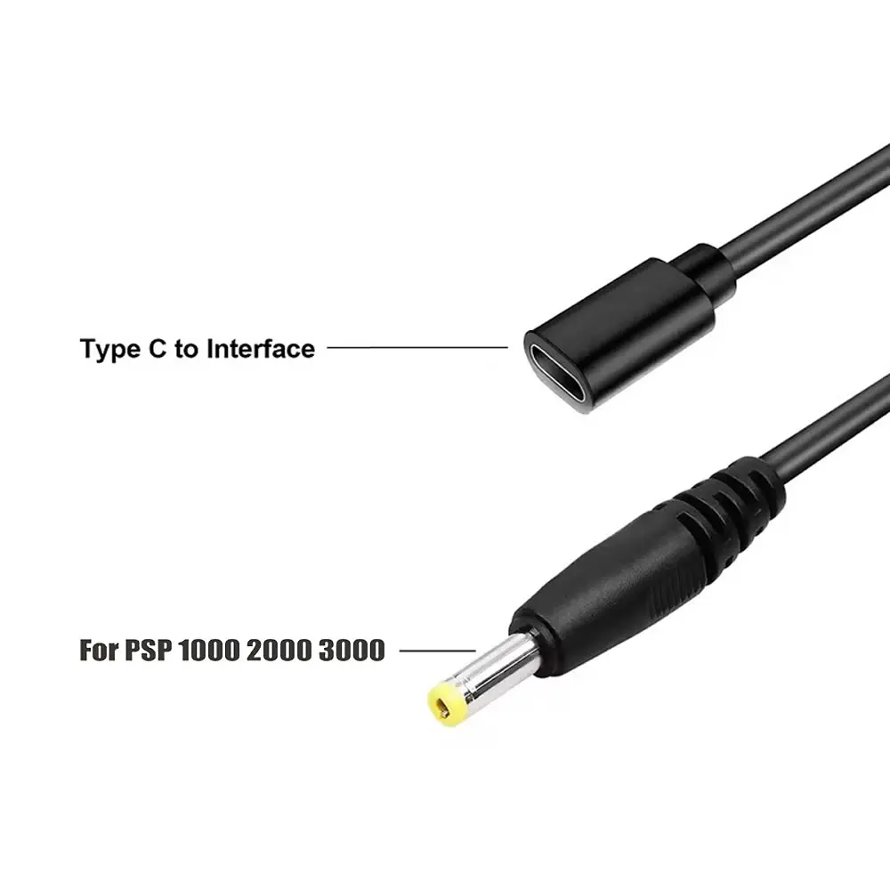 For PSP USB C Type-C Charger Adapter Converter Type C To For PSP1000/2000/3000 Game DC Jack Plug to USB-C Charging Adapter Cable