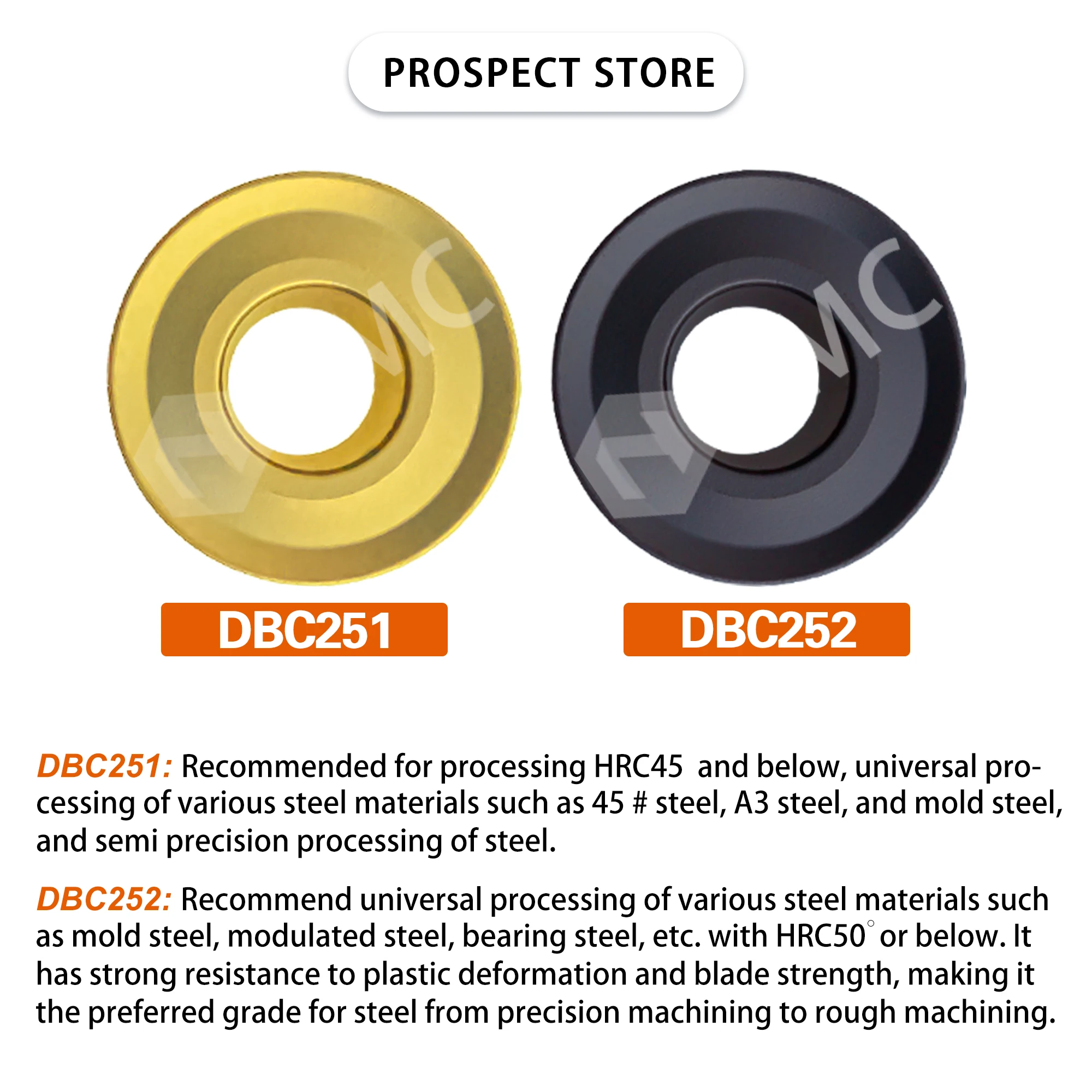 RCMT0803 RCMT10T3 RCMT1204MO YBC251/YBC252 CNC Lathe Milling Carbide Insert R4 R5 R6 Tool Round Type Wear-resistant Turning Tool