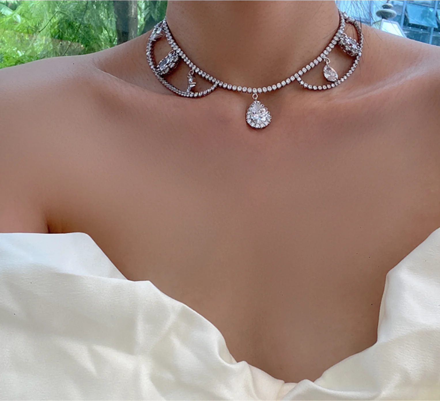 

Alloy gilded original custom water drop gem pendant one piece bride Necklaces for women Fashion Jewelry