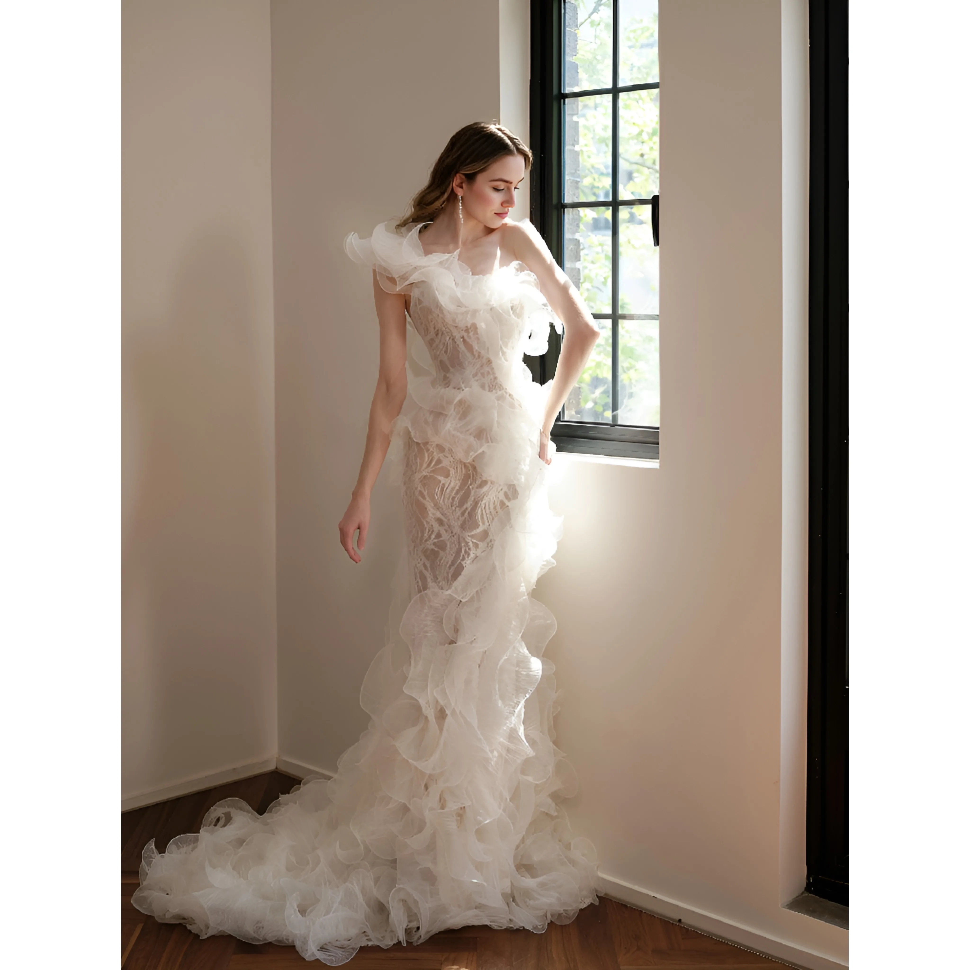 ESBRIDE Abito da sposa a sirena Abito da cerimonia da donna Abiti da sposa senza maniche senza spalline personalizzati Abiti da sposa principessa