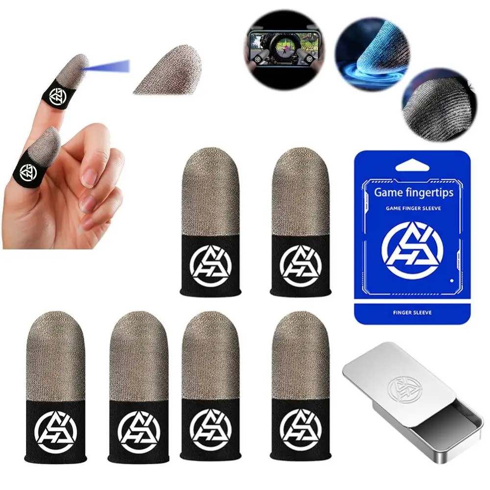 

1-8 пар светящихся кончиков пальцев, защита от пота, игровой рукав для пальцев, чехол для детской кроватки, чувствительная мобильная сенсорная перчатка для игр с телефоном PUBG