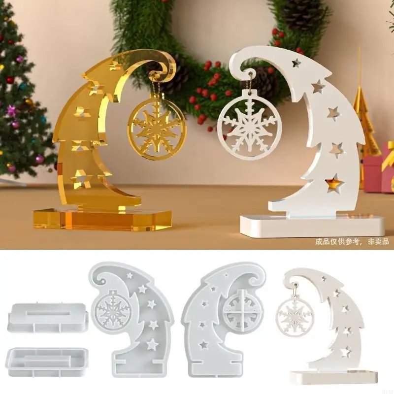 

91AF Silicone Mould Christmas Tree Snowflake Silicone Mould For Handmade Holiday Ornaments