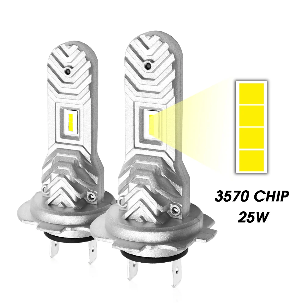 50W 6000LM Car Auto Led Headlight Bulb H7 6000K Fanless Led Headlight Luces Led Para Autos H7 Auto Lighting System