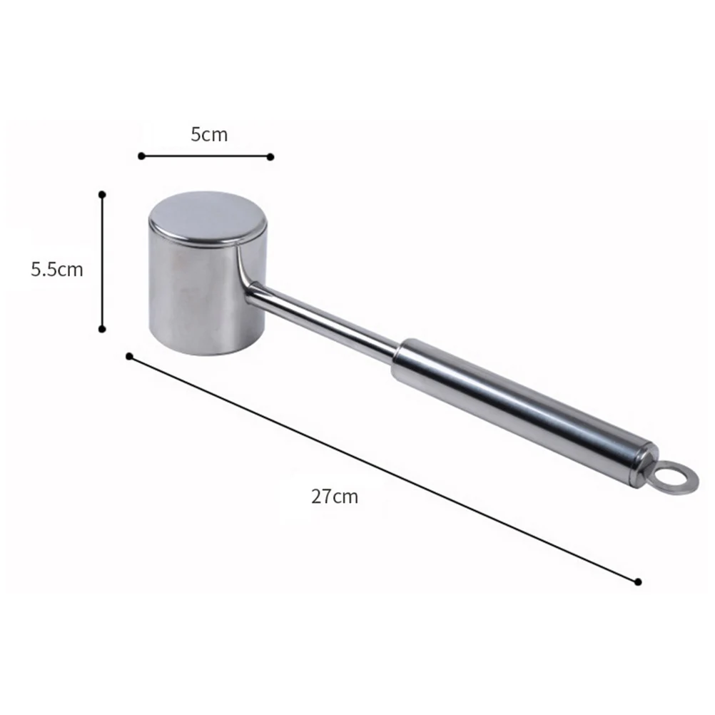

Stainless Steel Meat Hammer Tenderiser Kitchen Tools Flat Textured Sides Long Handle Easy Storage Meat Tenderizer Hammer Steak