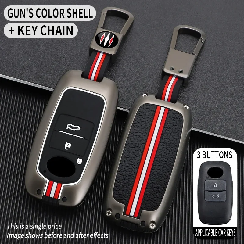 Funda de llave de coche de aleación de Zinc para Perodua Axia 2023 2024 Ativa Alza Myvi Veloz, funda de cuero para llave remota, llaveros, accesorios
