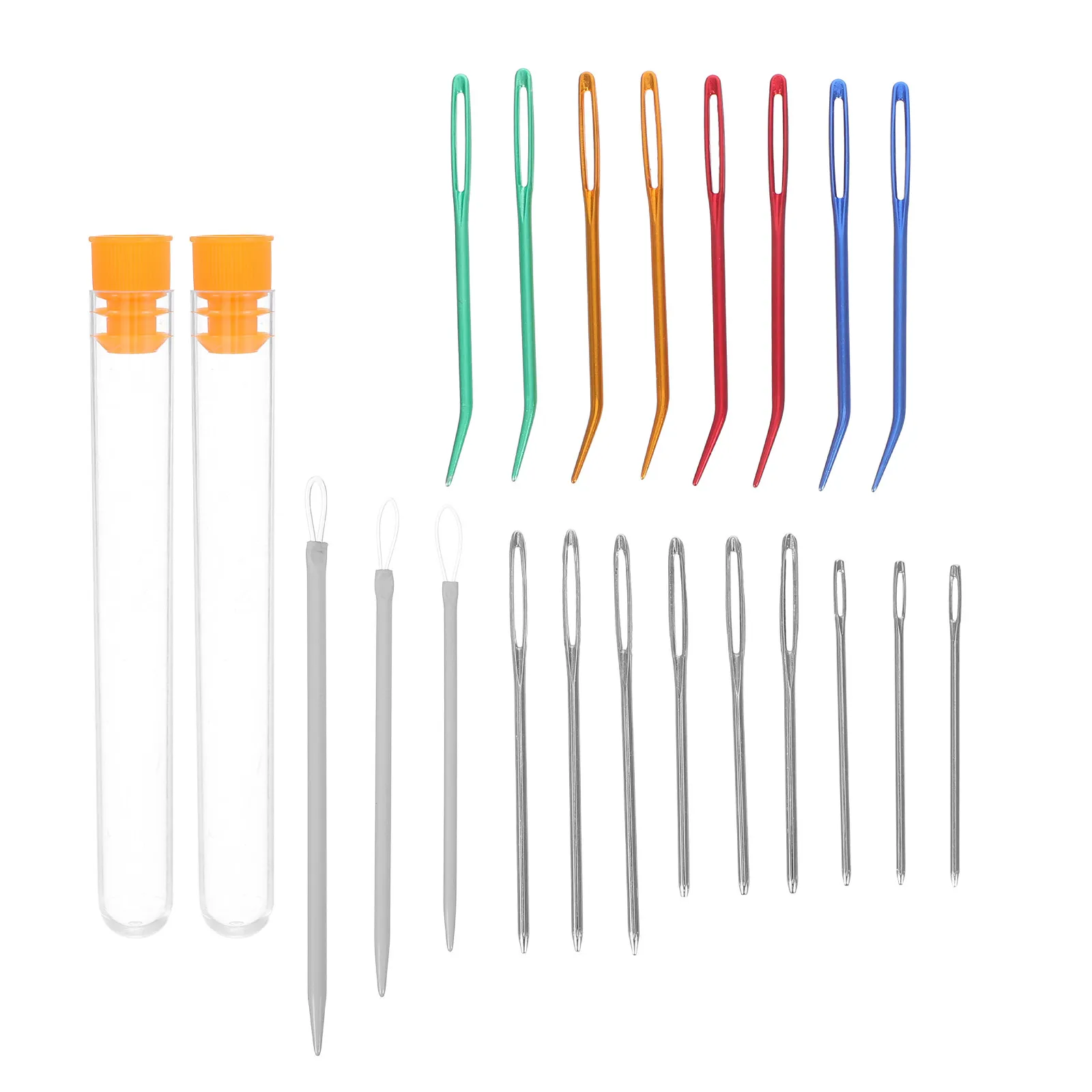 

1Set Large Eye Curved Yarn Needles Durable Aluminum Storage Bottle Tapestry Sewing Knitting Mending Smooth Craft Experience