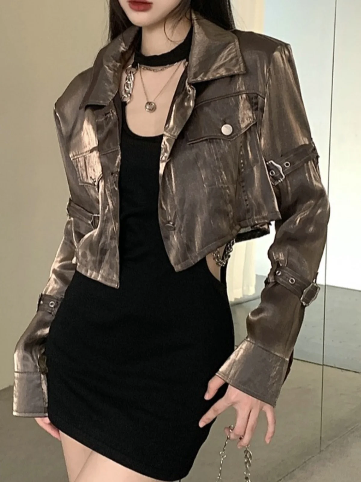 

Punk Style Short Jacket Dance Stage Jacket Women's Group Jazz Dancing Top Sweet And Spicy Girl Clothing Chinese Manufacturer