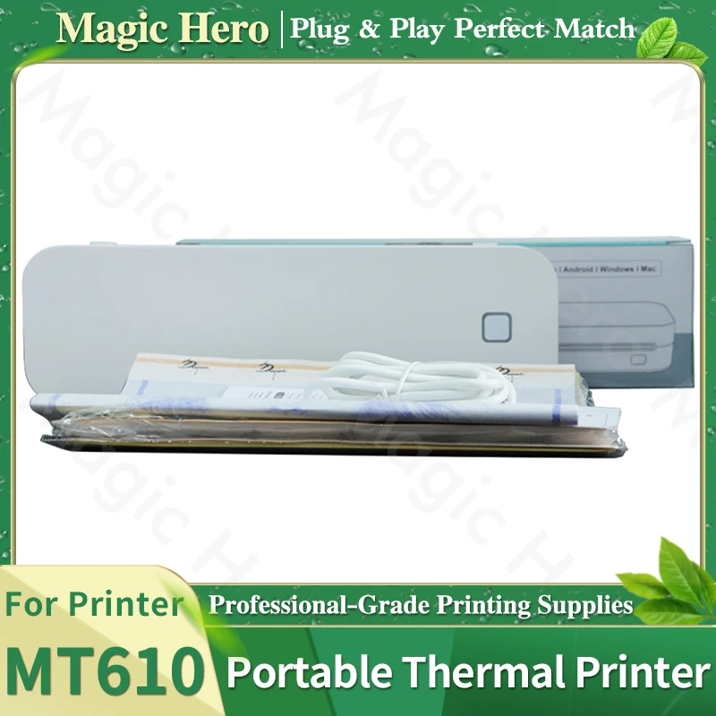 

White A4 Portable Thermal Printer 300DPI Bluetooth Inkless Printer & USB Connect Mobile Computer For Office School With MT610