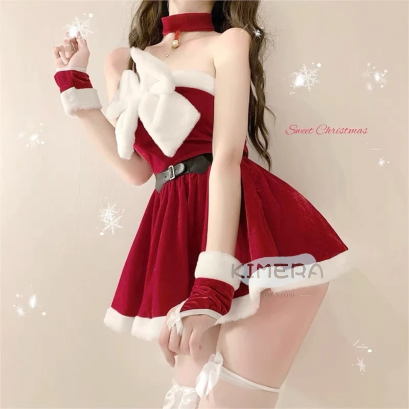 Sexy Christmas Costumes for Women Santa Claus Cosplay Holiday Party Performance Clothing Socks Uniform Live Streaming Cloth