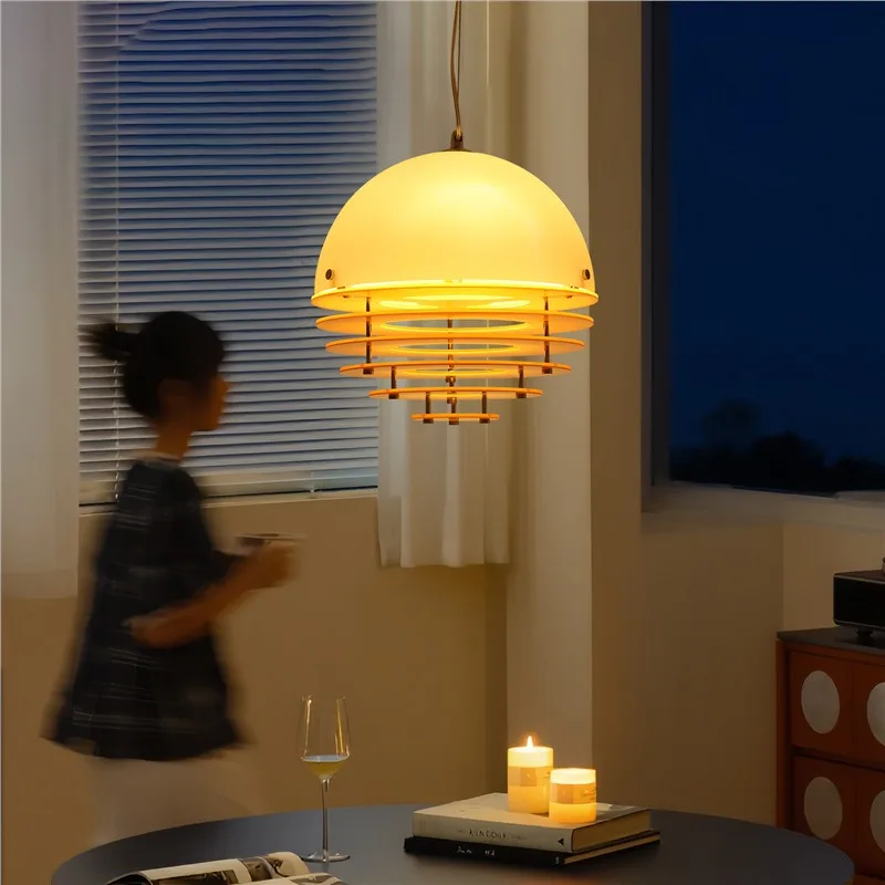 Sunset Orange Restaurant Pendant Light Medieval Bauhaus Designer Bar Counter Kitchen Island Retro Warm Atmosphere Chandelier