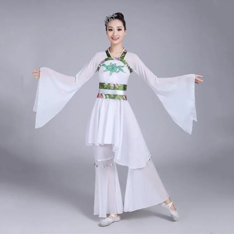 

Classical Water Sleeve Dacne Clothing Traditional Yangko Costume Chinese Style Hanfu Dance Costume National Fan Dance Outfit