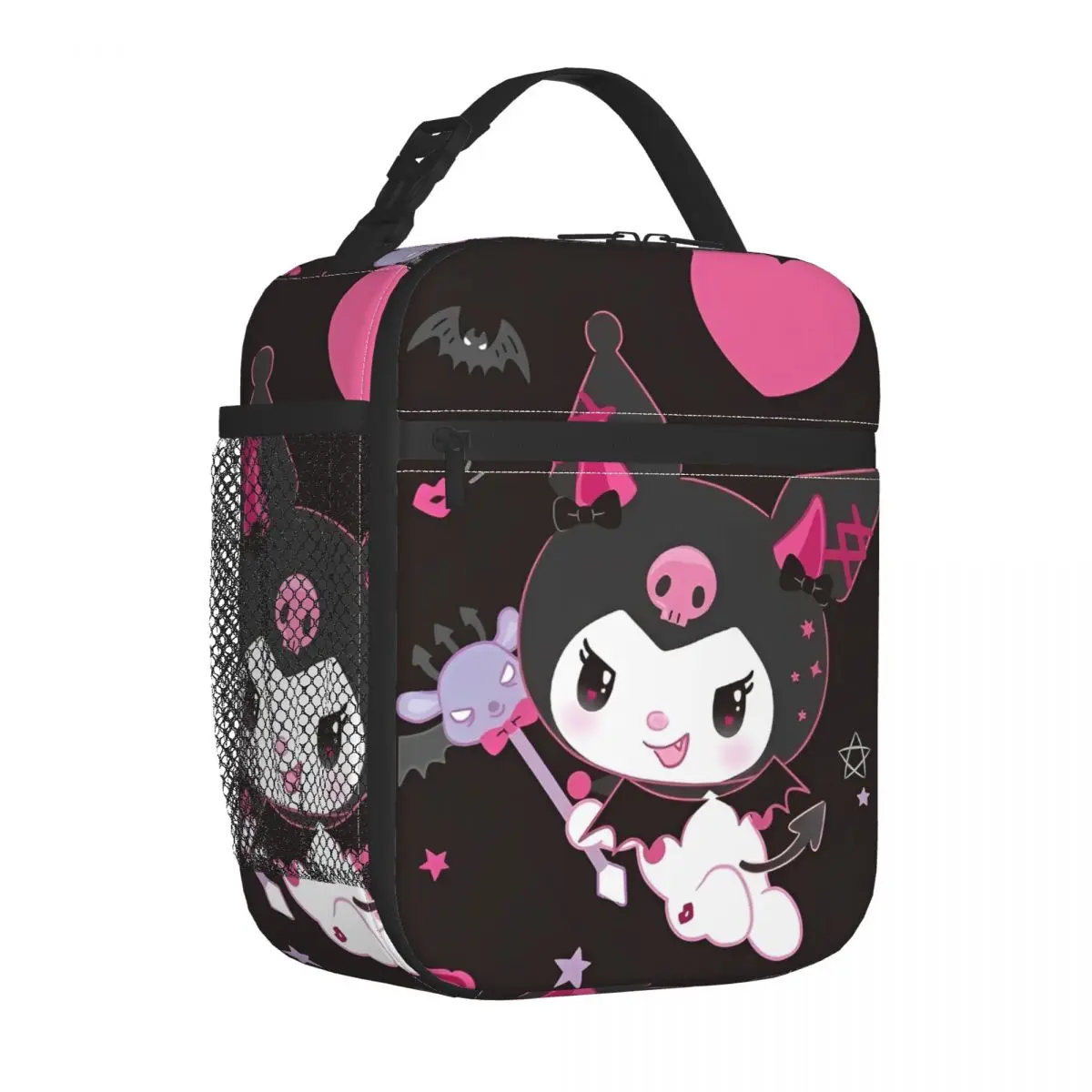 

Black Kuromi Bat Skull Cartoon Insulated Lunch Bag Cooler Bag Meal Container High Capacity Lunch Box Tote Food Bag Beach Travel