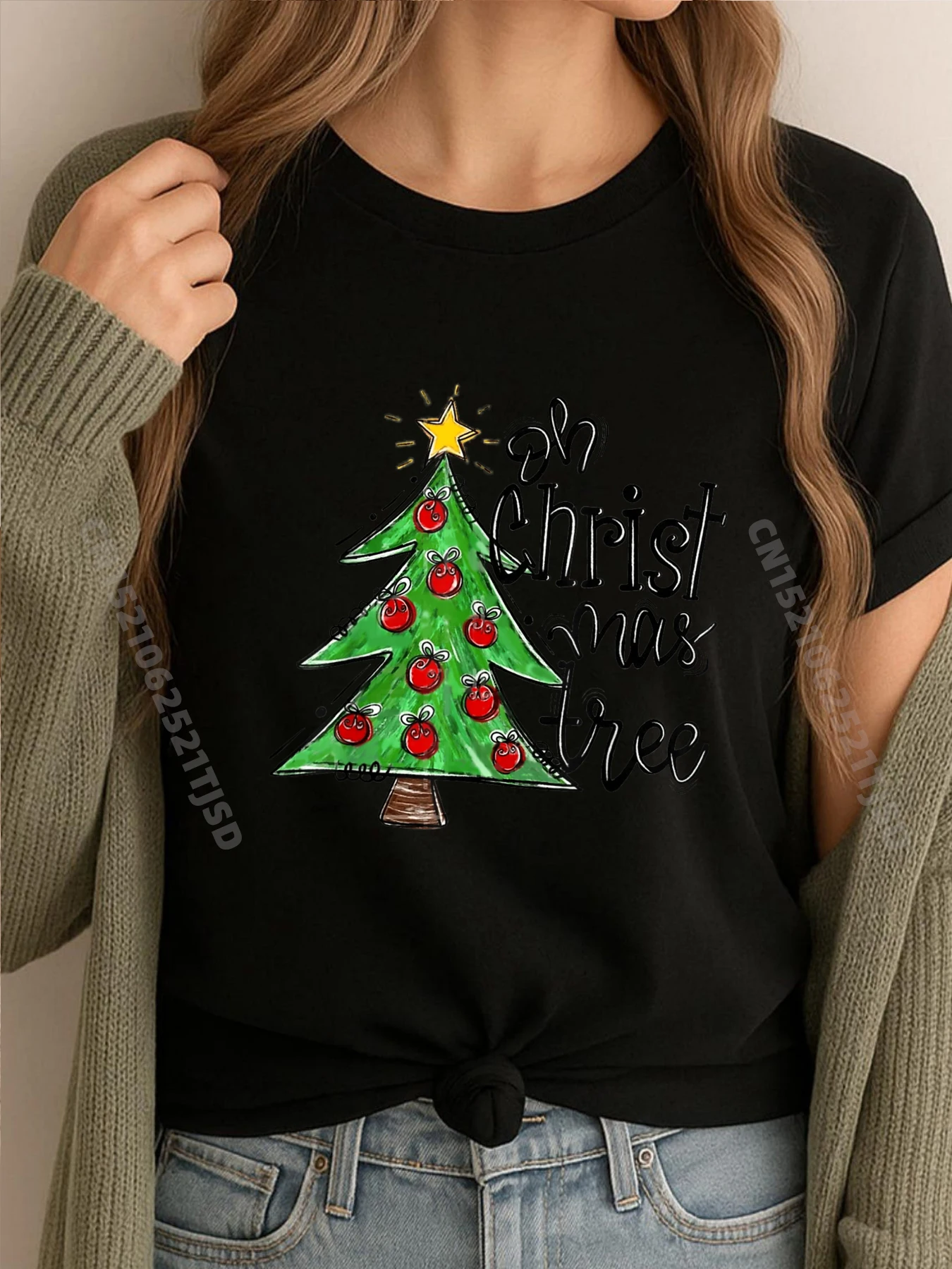 

Oh Christmas Tree Cake Xmas Lights Matching Family Big And Tall T Shirts Vintage T-shirt Washed