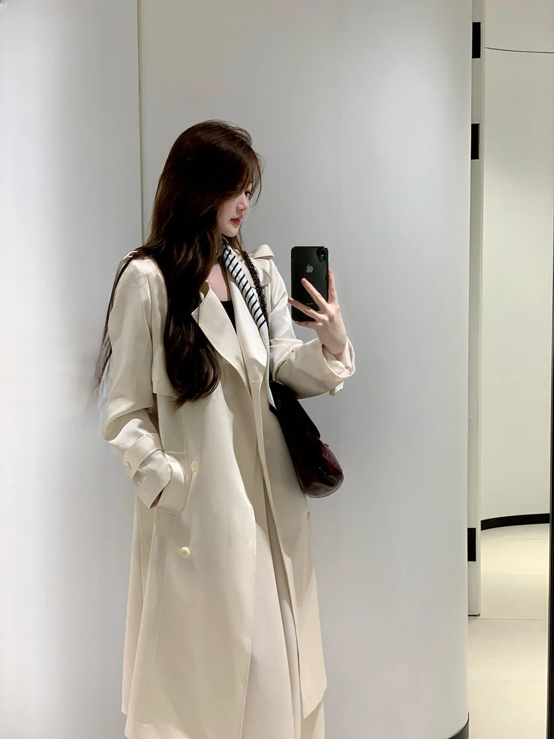 

Ele Khaki Windbreaker Dr Women's Spring Autumn Long Sve Straight Cut A-Line Wide Leg Pants Single Button Closure