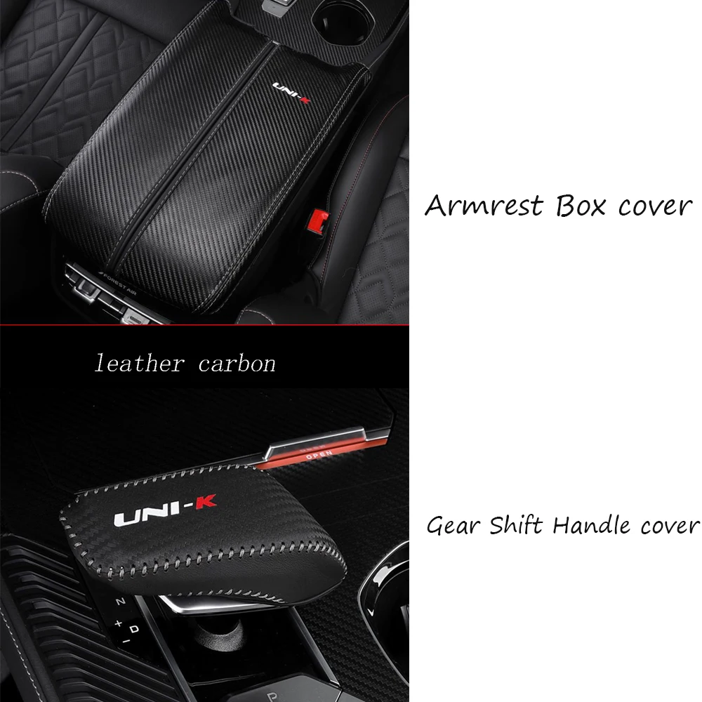 

Leather For Changan Uni-k Unik 2021-2023 Car Central Control Armrest Box Surface protective Gear Shift Handle Knob cover ﻿