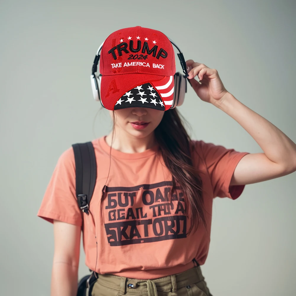 

Trump 2024 Baseball Cap 3D Embroidery Duck Tongue Hat Adjustable Snapback President Hat Take America Back for Outdoor Sports