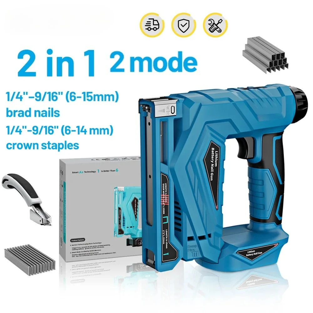 Wireless Electric Nail Gun Depth Adjust Cordless Stapler Woodworking Framing Nailer Tacker Tools Compatible With Makita Dewalt