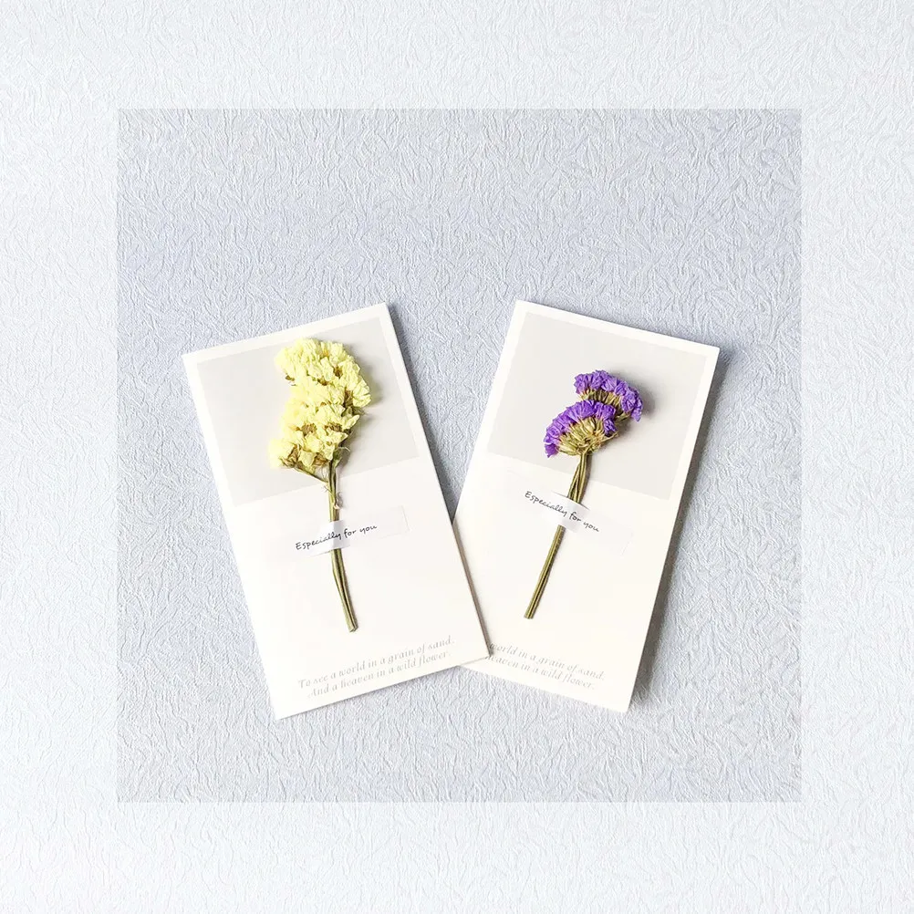 

10Pcs Dried Flower Greeting Cards Premium Thick Paper Thank You Birthday Valentine Anniversary Party Invitation Gift Card with