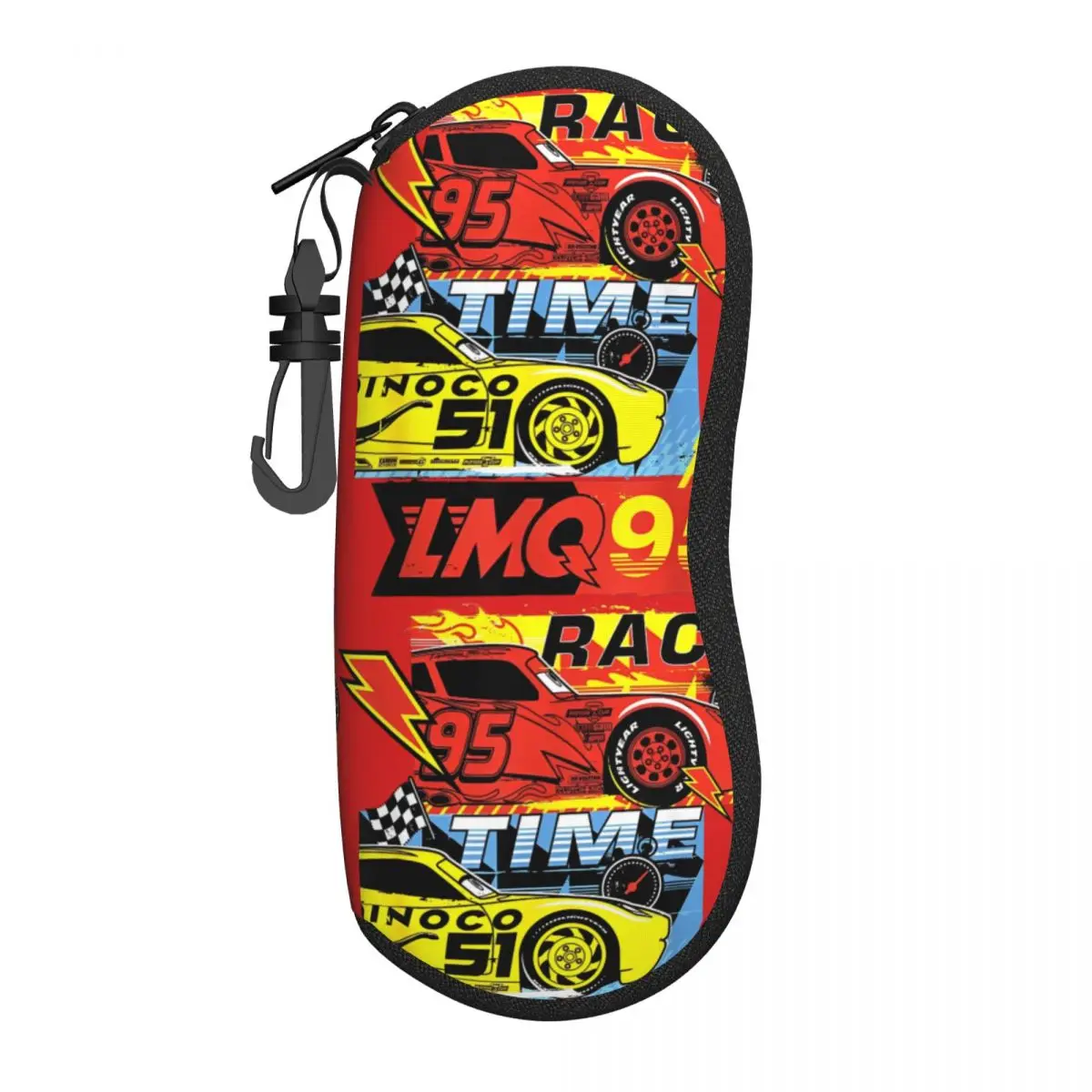 

Cars Race Time Lightning McQueen Racing Glasses Case Printing Zipper Glasses Storage Box Anti-Pressure Eye Contacts Case