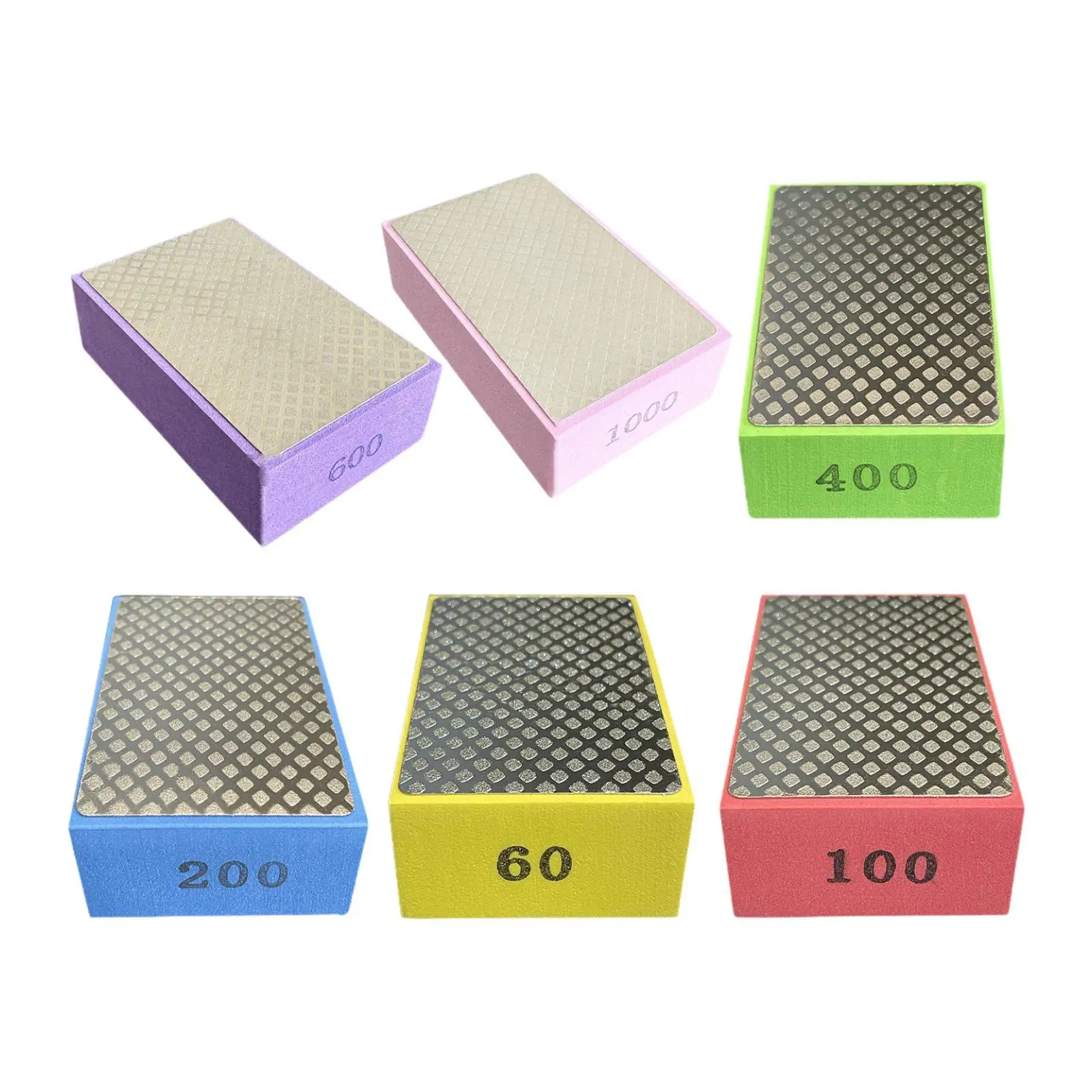 6 Pieces Hand Polishing Pads Sturdy 60 100 200 400 600 1000 Professional Grinding Tool for Ceramics Tile Glass Granite Metal