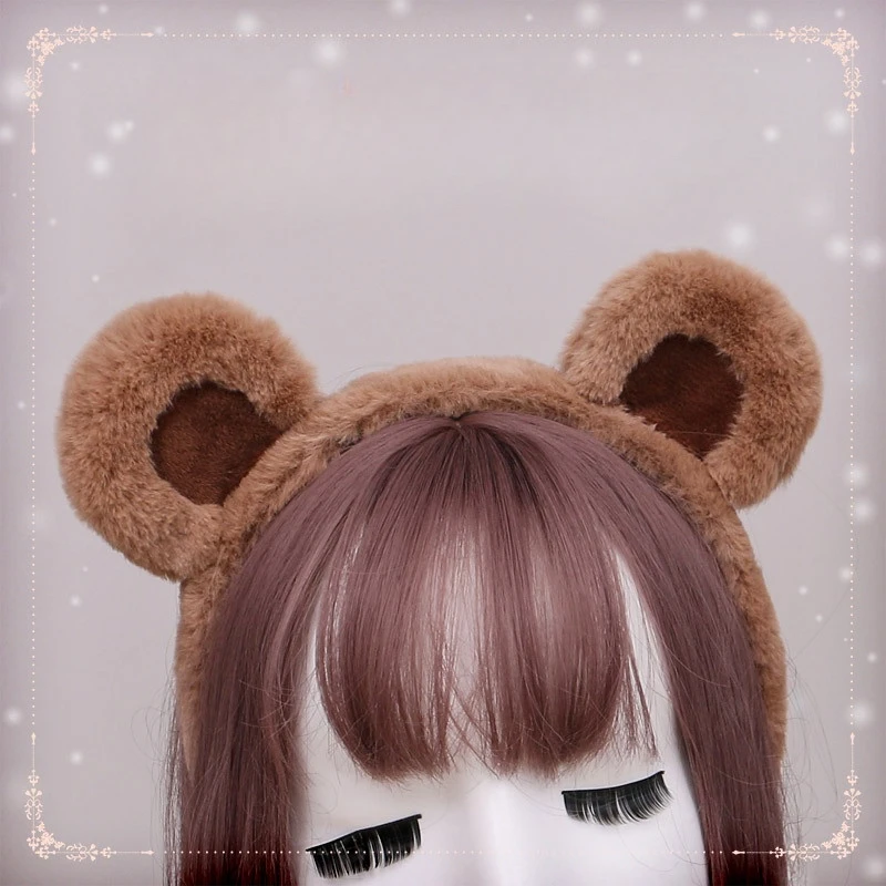 

Handcrafted Japanese Cute Girl Plush Lolita Bear Ear Headband Cosplay Accessories Ears Hairband