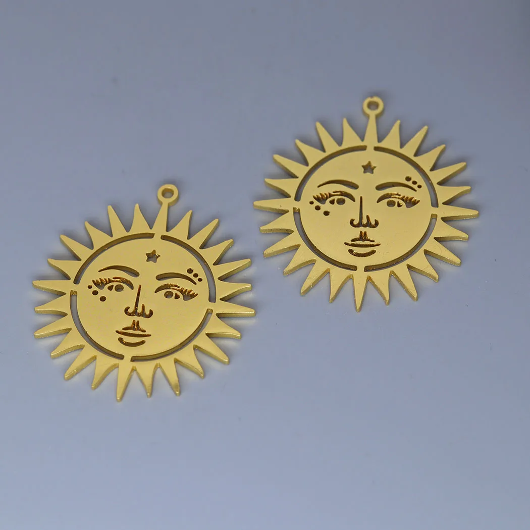 5pcs/lot Ethnic Sun Totem Charm Pendants Making DIY Stainless Steel Handmade Finding Jewelry