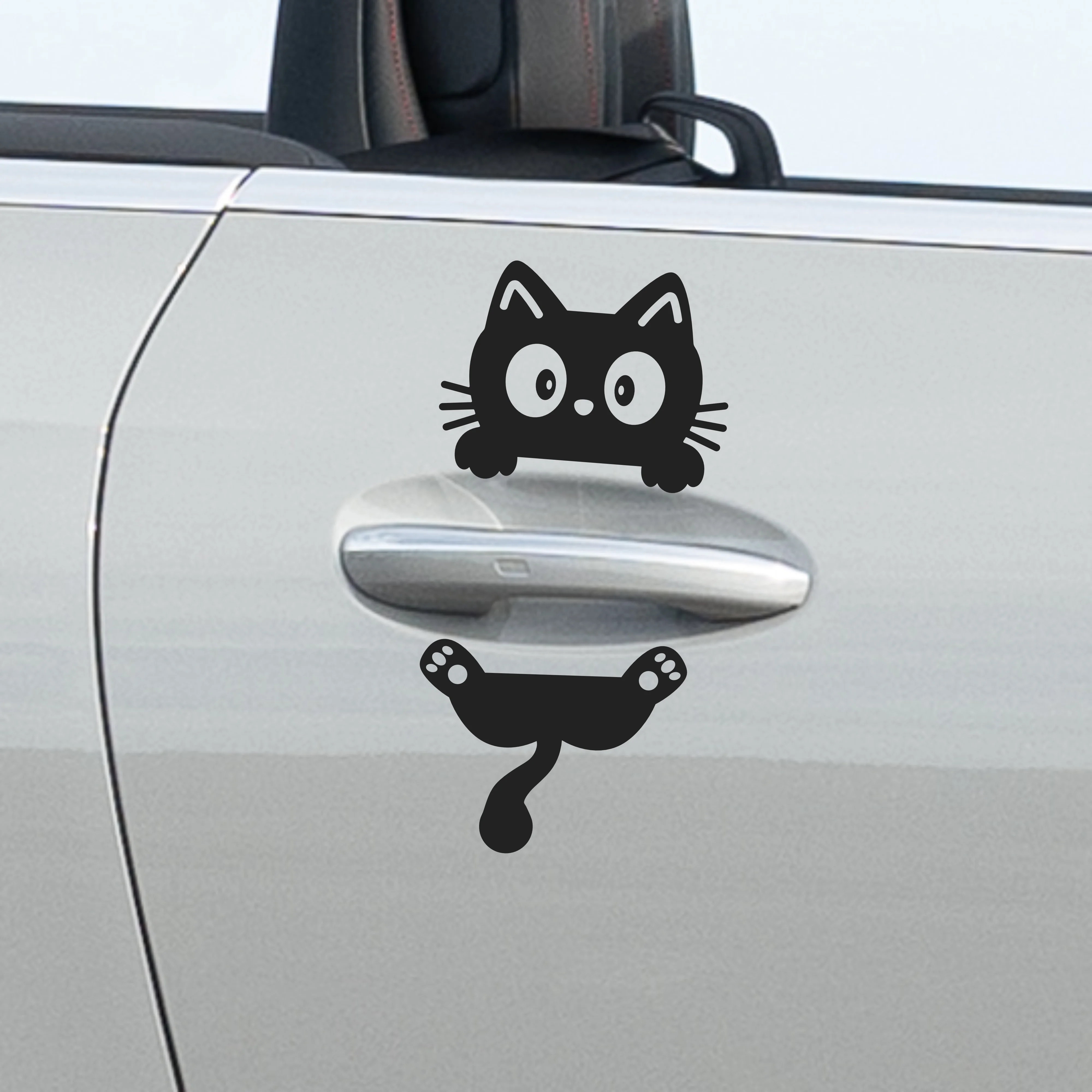 

Universal 4Pcs Cute Cartoon Cat Panda Vinyl Car Stickers For Car Body Door Handle Car Accessories