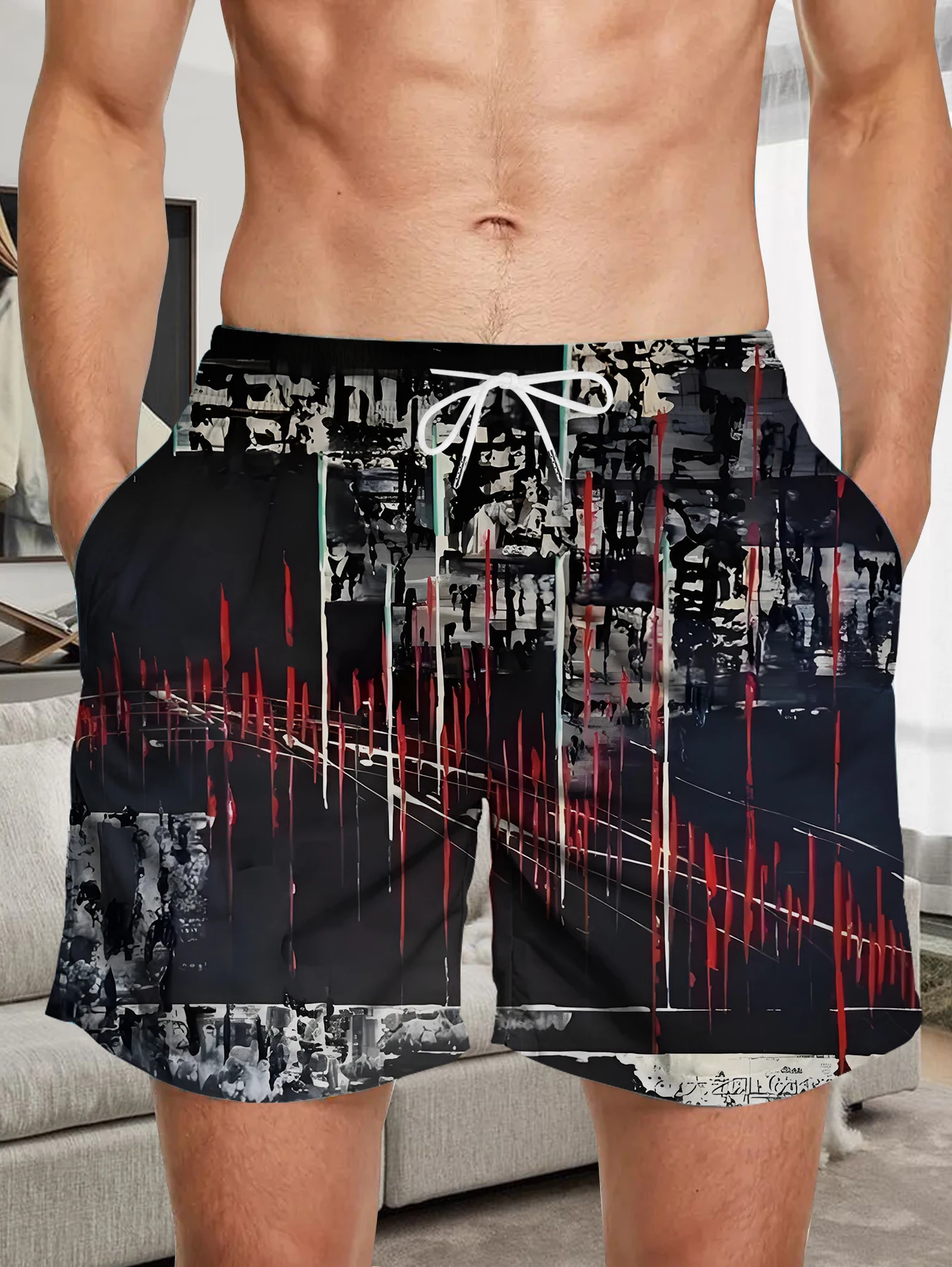 

Hip Hop Full Print Digital Shorts Men Breathable Quick Dry Beach Casual Trunks