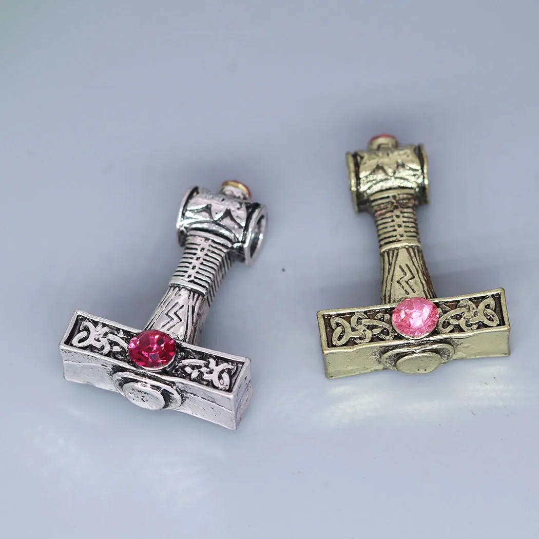 3Pcs/lot Pink Zircon Crystal Axe  Charm Pendant For DIY Necklace Earrings Handmade Jewelry Making - view 2
