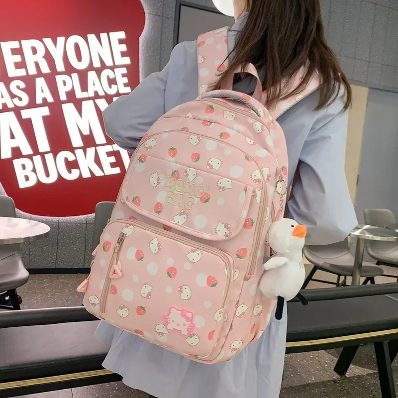 Hello Kitty Sanrio Schoolbag Primary School Student Grade 3-6 Super Lightweight Spine Protection Girl Cute Backpack