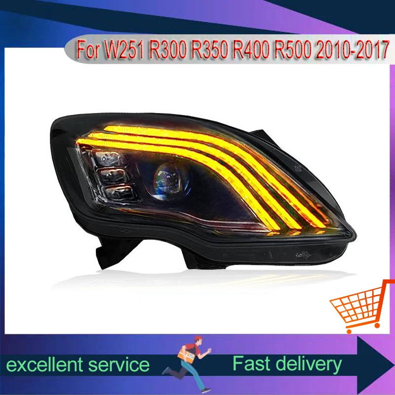 Headlight For Mercedes Benz W251 R-Class R300 R350 R400 R500 2010-2017 Modified Dynamic Turn Signal Light LED DRL Car Accessory