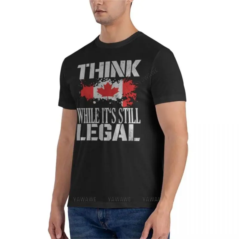 Old Canadian Flag Think While It's Still Legal Classic T-Shirt male tops t shirts for men T-shirt short