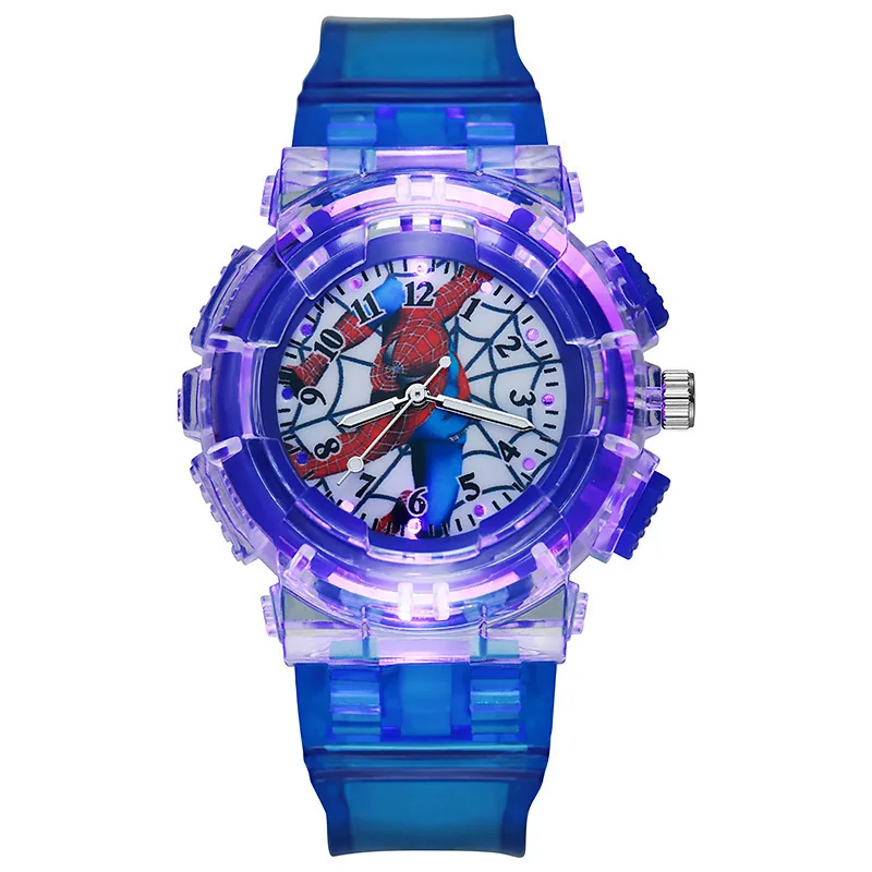 Spider-Man Kids Luminous Watch - LED Colorful Flashing Electronic Quartz Watch for Boys