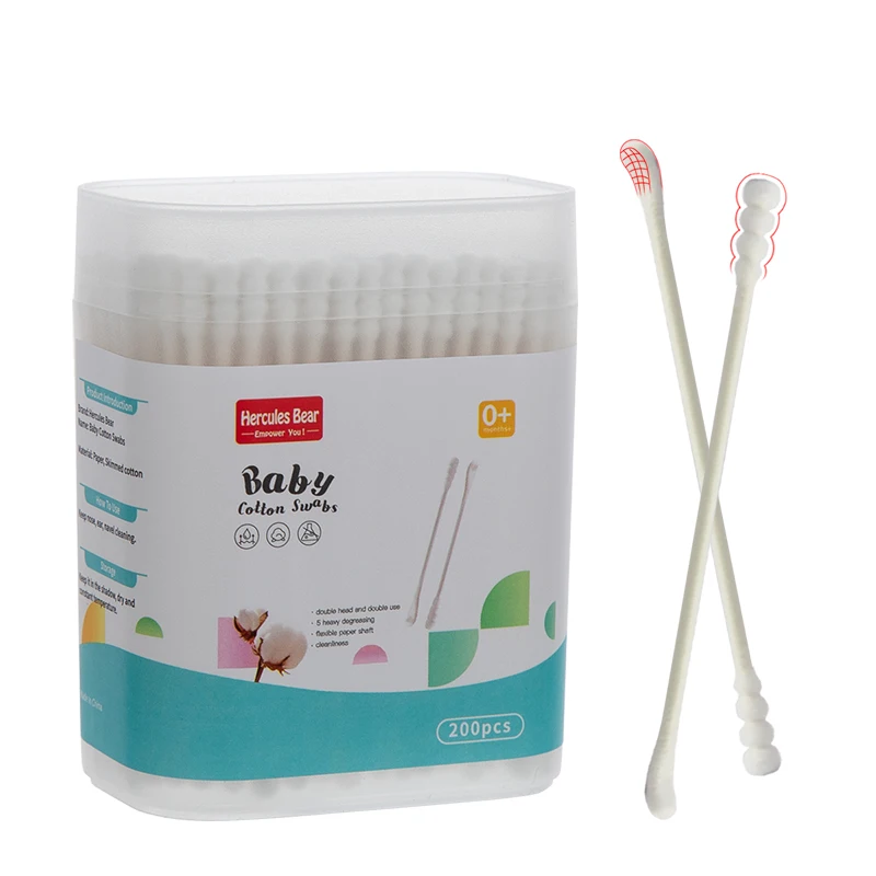 

Cleaning Cotton Swabs Children's Double-ended 200PCS Ear Scoop Cotton Swab Newborn EarCotton Swab Baby Special Disposable