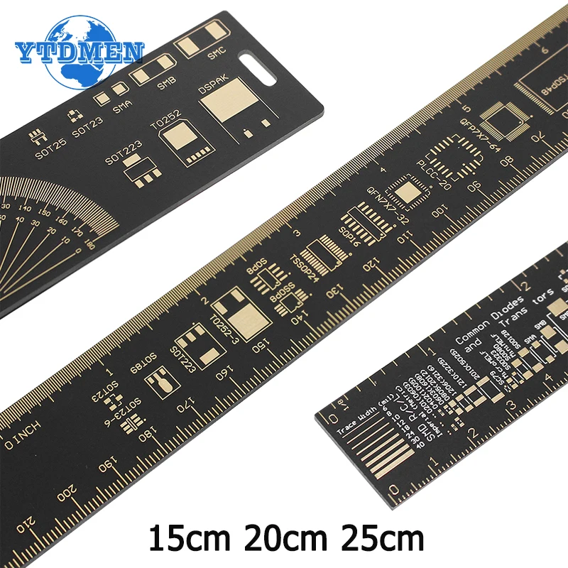 Ferramenta de Medição Multifuncional, Régua PCB, Régua de Referência, Resistor, Capacitor Chip, IC, Diodo SMD, 15cm, 20cm, 25cm, Frete Grátis