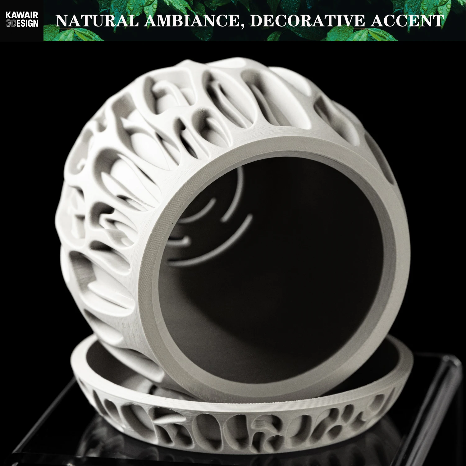 إناء نباتات عصري بسيط مطبوع ثلاثي الأبعاد - أصيص زهور قابل للتحلل الحيوي لديكور المنزل، هدية مستدامة صديقة للبيئة (سلايم)