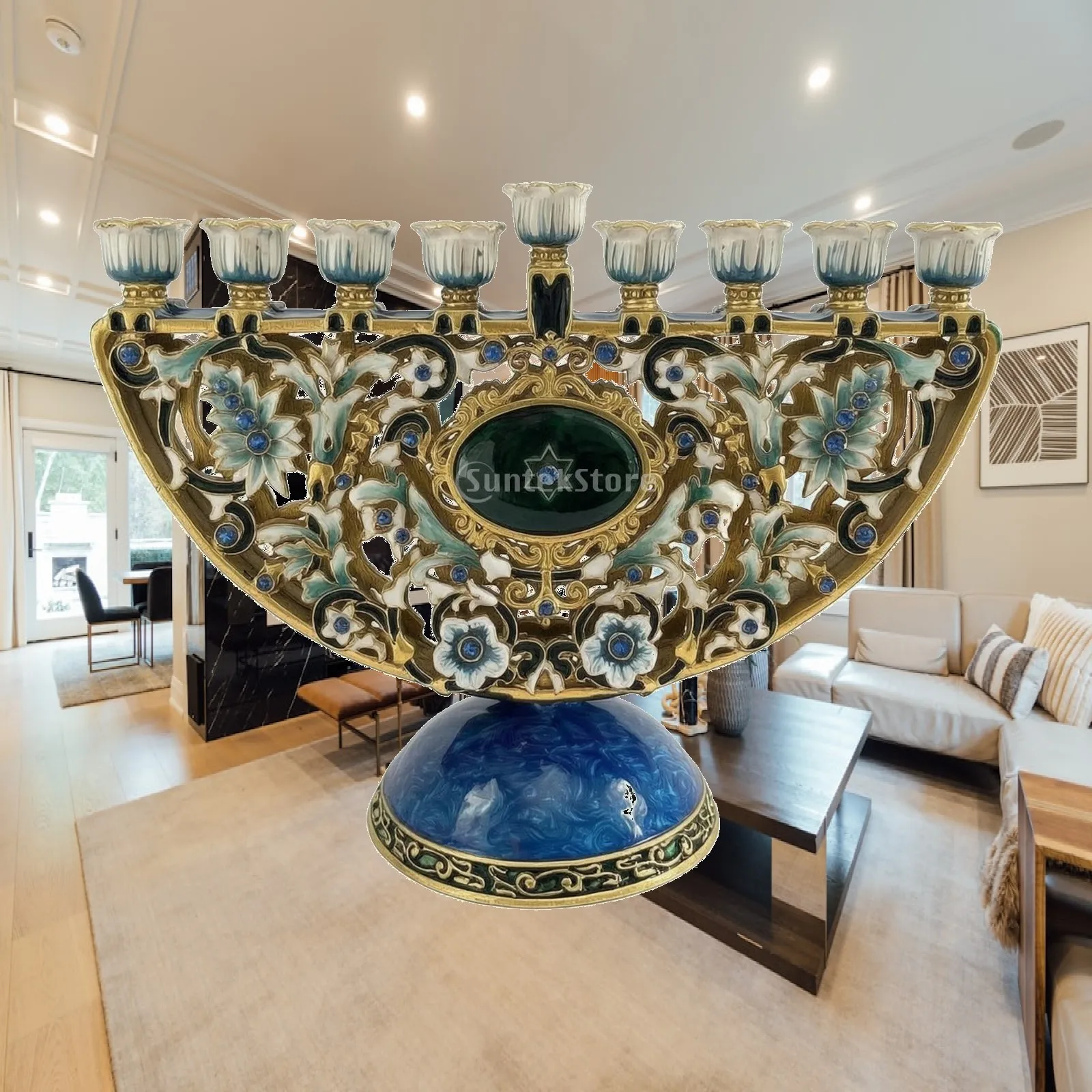 Antique Style Decorative Candle Holder Nine Cup Alloy Candelabra for Tabletop Elegant Decor Piece